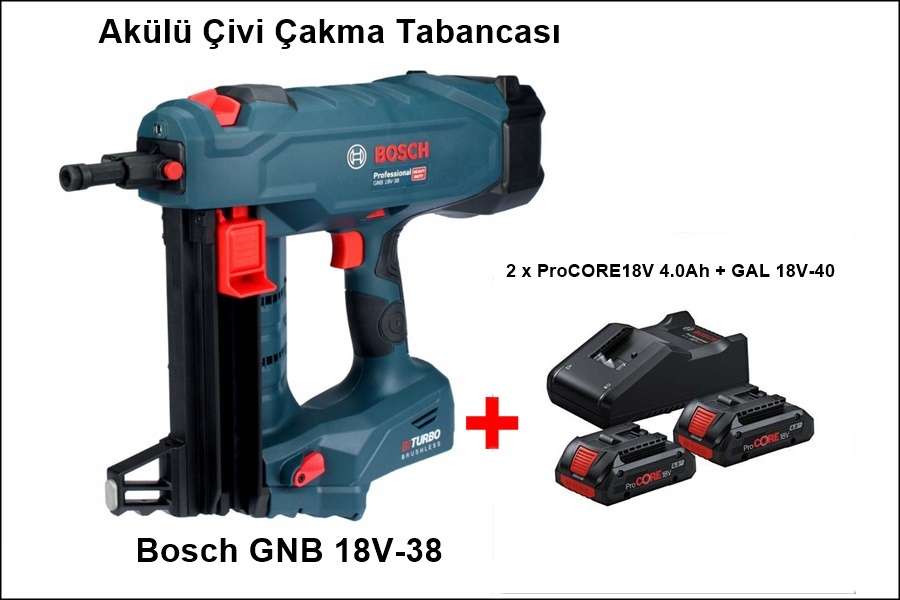 Bosch GNB 18V-38  Akülü Çivi Çakma Tabancası (AKÜ VE ŞARJ CİHAZI DAHİL)