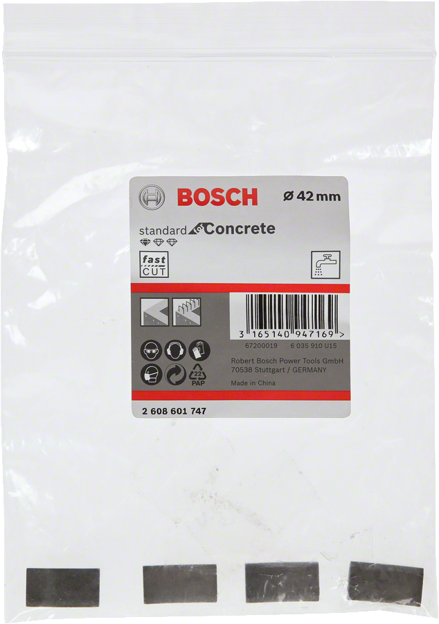 Bosch - Standard Seri Sulu Elmas Karot Ucu Segmanı 42mm G1/2'' 4'lü